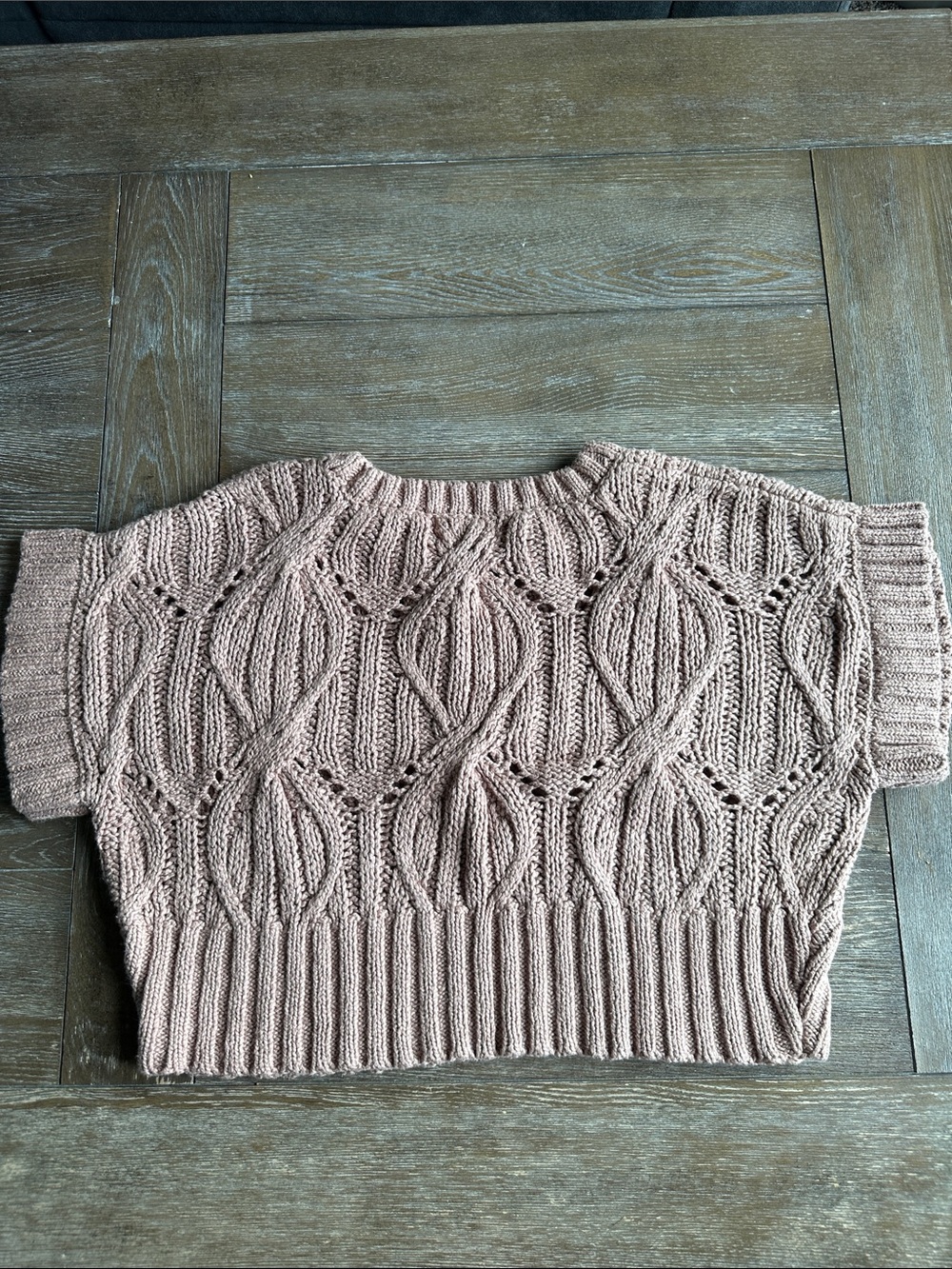 By Together Cropped Openwork Cable-Knit Sweater in Blush Pink - Picture 2 of 3